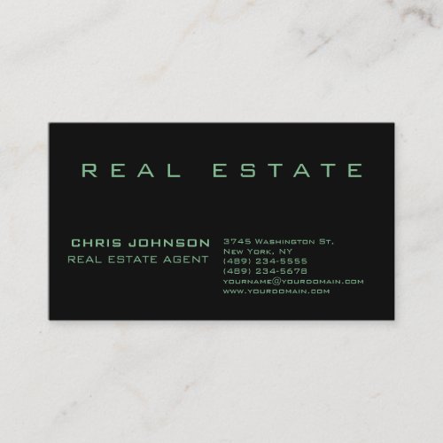 Trendy Green Black Real Estate Agent Business Card