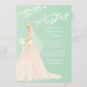 Trendy Green BLONDE  Bride Bridal Shower Invite