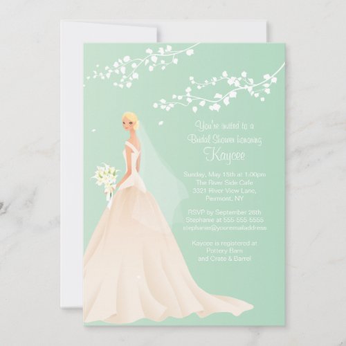 Trendy Green BLONDE  Bride Bridal Shower Invite