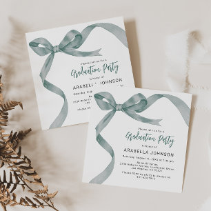 Trendy Green Bow Graduation Holiday Card