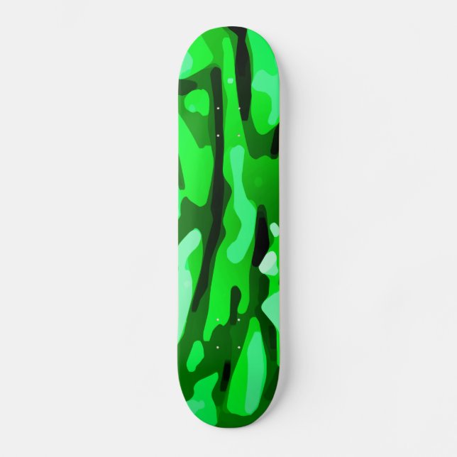 Trendy Green Camo Pattern Skateboard Deck (Front)