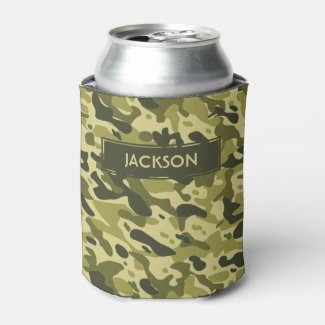 Trendy green camouflage pattern with name