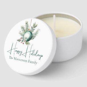Trendy Green Christmas Holiday Party Mini Candle Favors