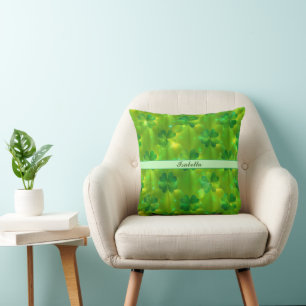 Trendy Green Clover 4 Lists Collection Throw Pillow