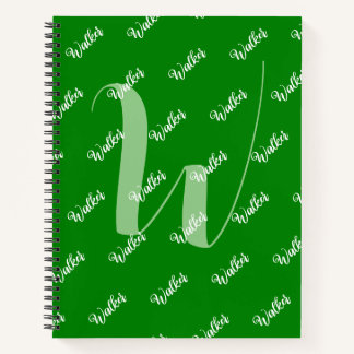 Trendy Green Color - Initial Name Monogrammed Notebook