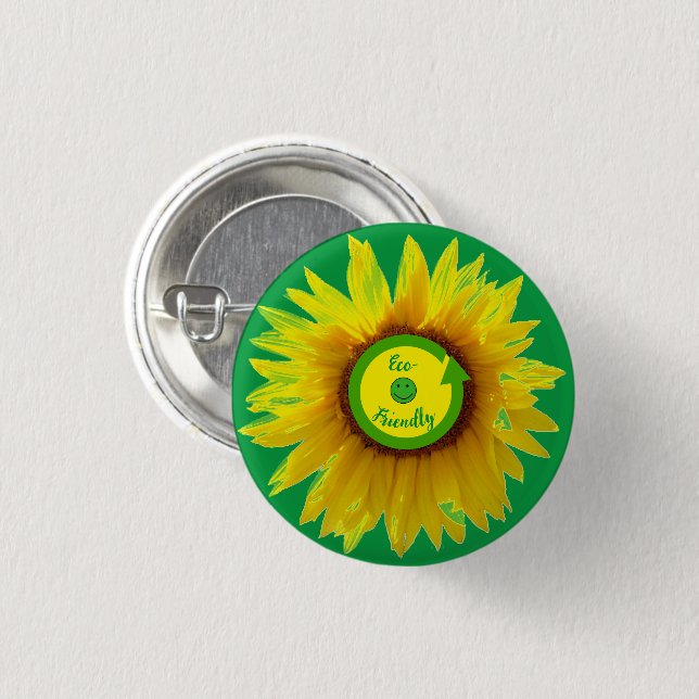 Trendy Green Ec0-friendly Fun Button (Front & Back)