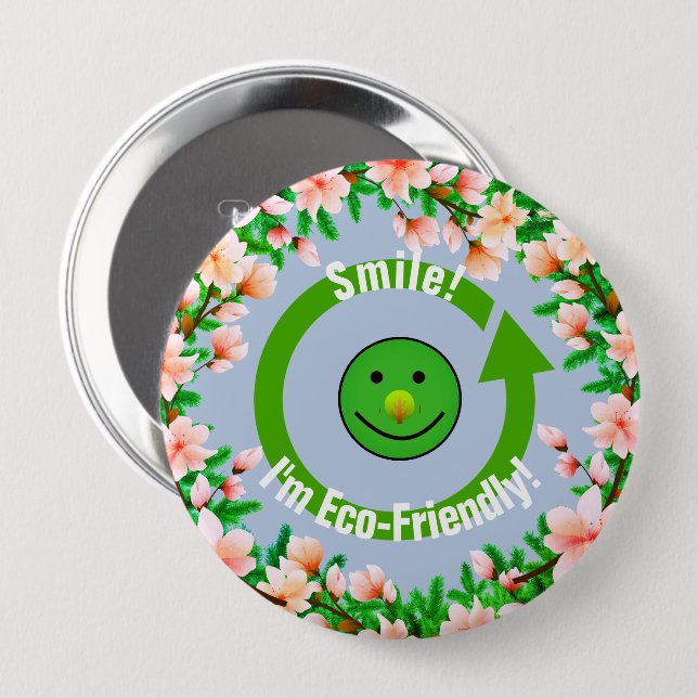 Trendy Green Eco-Friendly  Button (Front & Back)