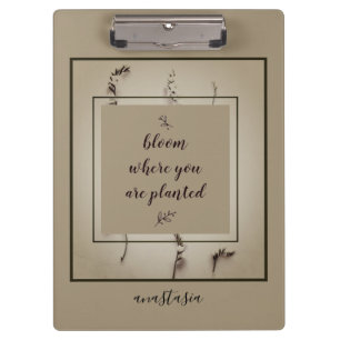 Trendy Green Floral Anastasia Bloom Where Planted Clipboard