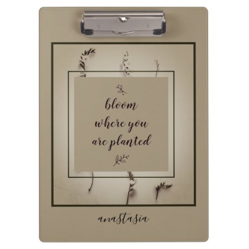 Trendy Green Floral Anastasia Bloom Where Planted Clipboard