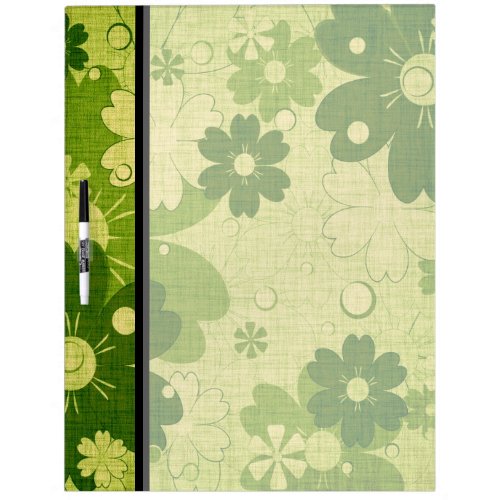 Trendy Green Floral Vintage Dry_Erase Board