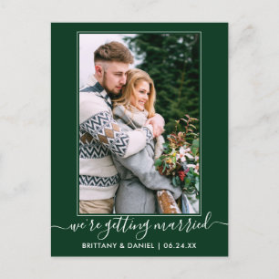 Trendy Green Getting Married Save The Date Postcard