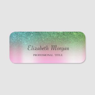 Trendy Green Glitter ,Pink Name Tag