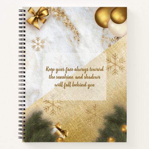 Trendy green Gold Marble Custom Motivational Quote Notebook