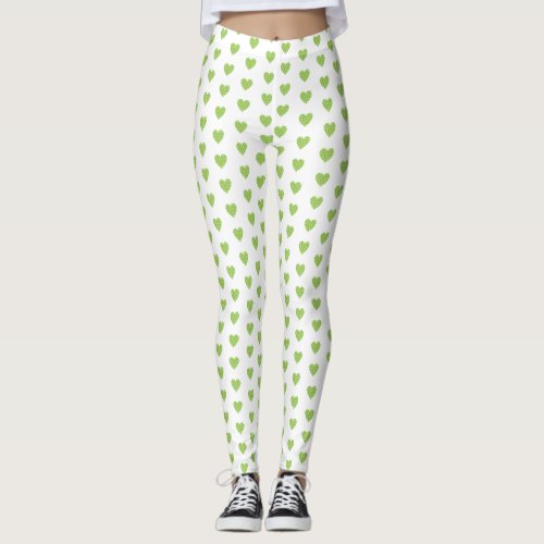 Trendy Green Heart Leggings