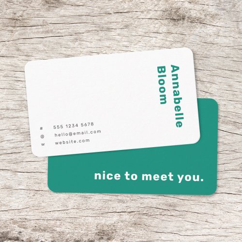 Trendy Green Modern Minimalist Simple Business Card
