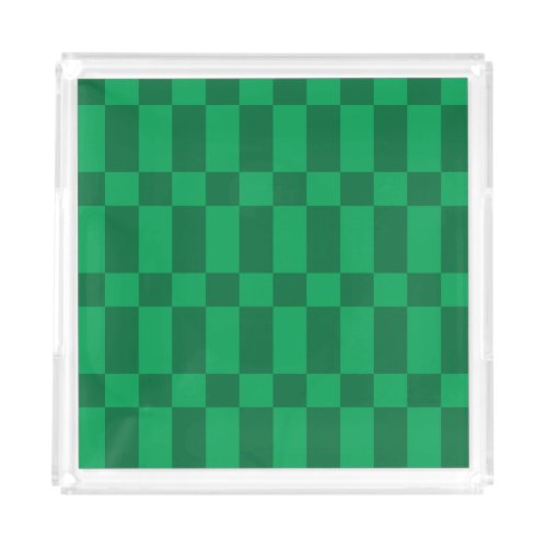 Trendy Green Offset Checker Pattern Acrylic Tray