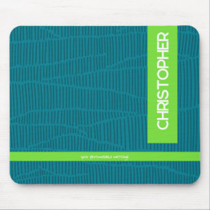 Trendy Green Personalized Name Mouse Pad