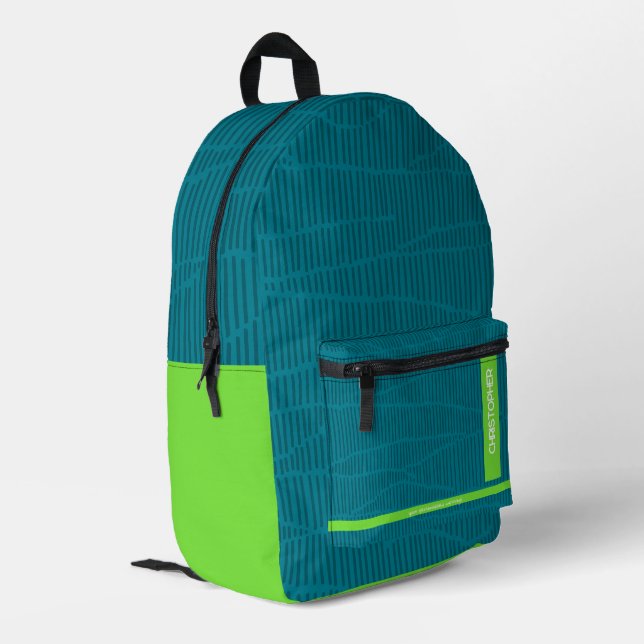 Trendy Green Personalized Name Printed Backpack (Back Corner Left)