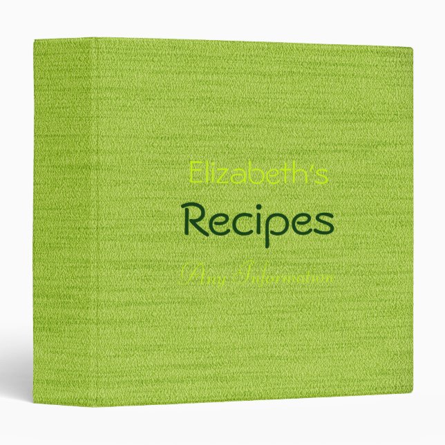 Trendy Green Professional Recipes Binder (Front/Spine)
