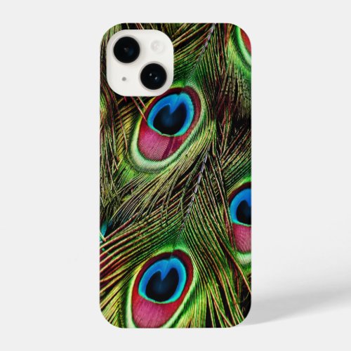trendy green purple teal turquoise peacock feather iPhone 14 case