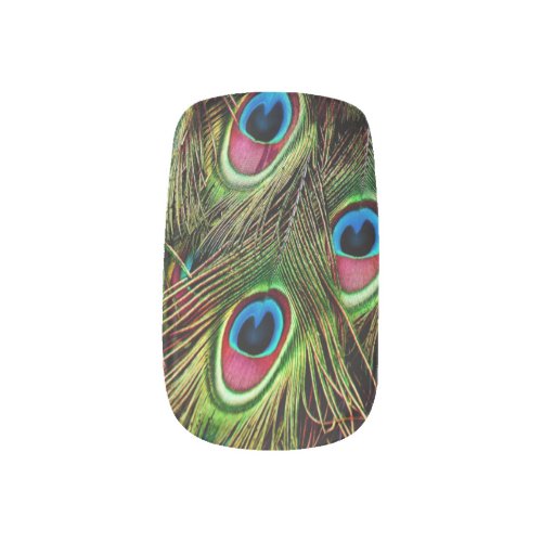 trendy green purple teal turquoise peacock feather minx nail art