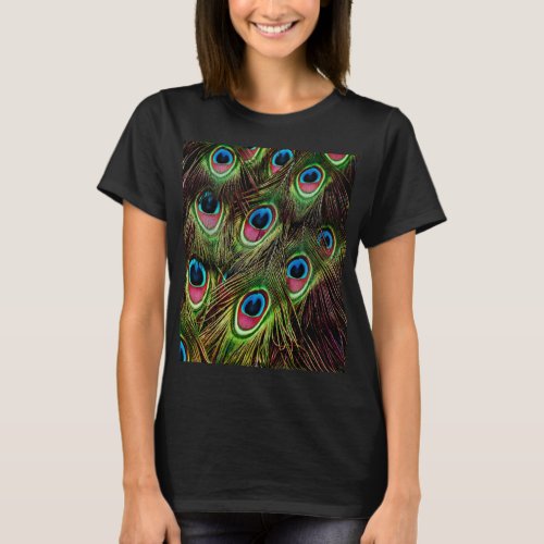 trendy green purple teal turquoise peacock feather T_Shirt