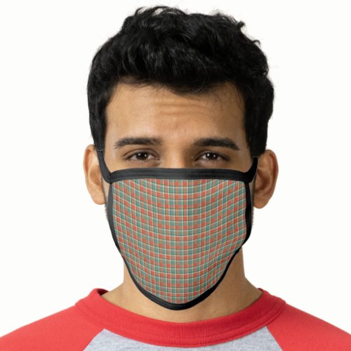 Trendy Green  Red Tartan Plaid Pattern Face Mask