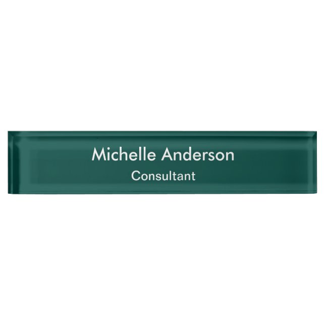 Trendy Green Script Consultant Desk Nameplate (Front)
