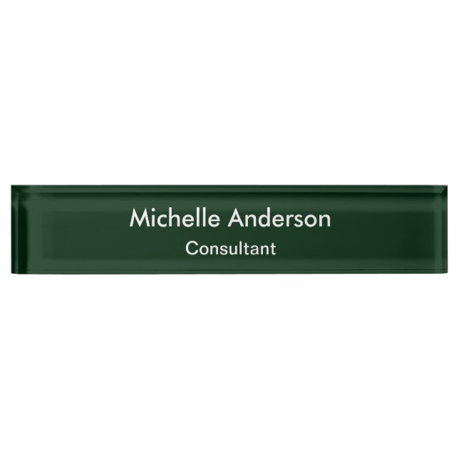 Trendy Green Script Consultant Desk Nameplate (Front)