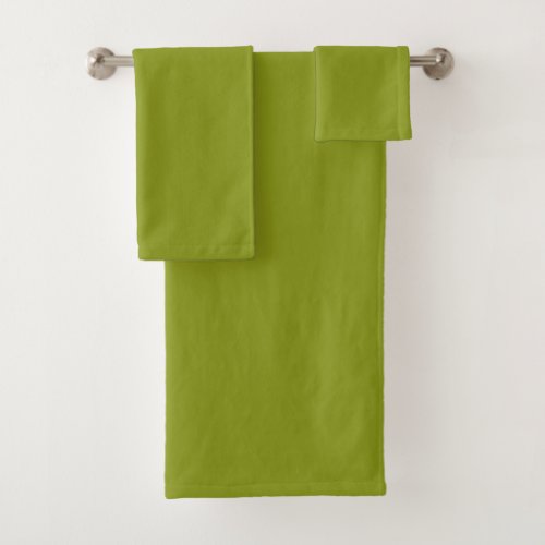 Trendy Green solid color Bath Towel Set