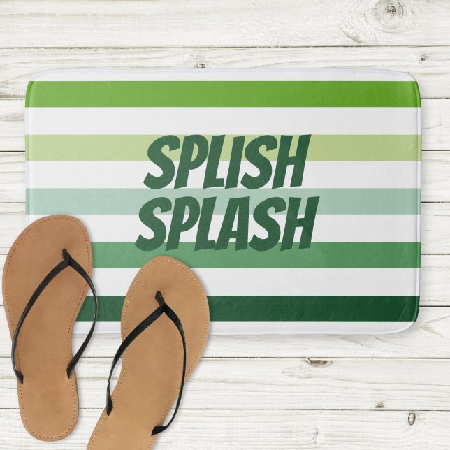 Trendy Green Stripes Bath Mat (Creator Uploaded)