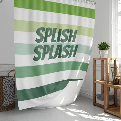 Trendy Green Stripes Shower Curtain