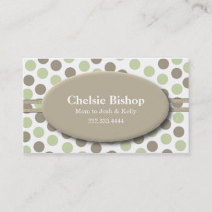 Trendy Green & Taupe Polka Dot Mommy card