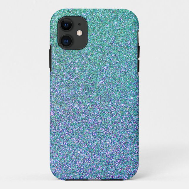 Trendy Green Teal Blue Glitter Pattern Case-Mate iPhone Case (Back)