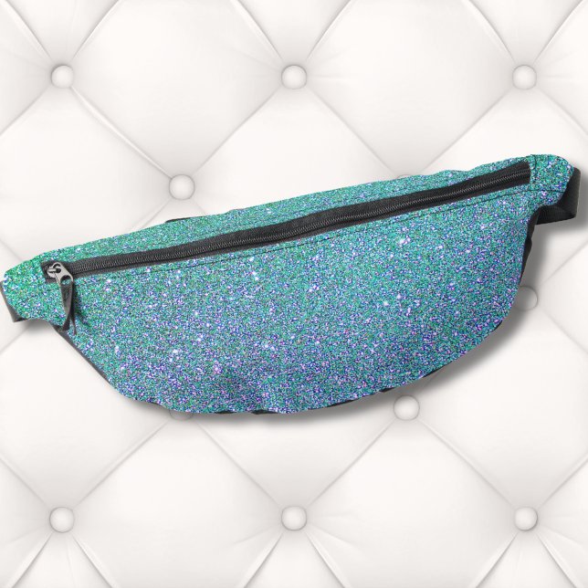 Trendy Green Teal Blue Glitter Pattern Fanny Pack (Trendy Gradient Ombre Green Teal Blue Glitter Fanny Pack)