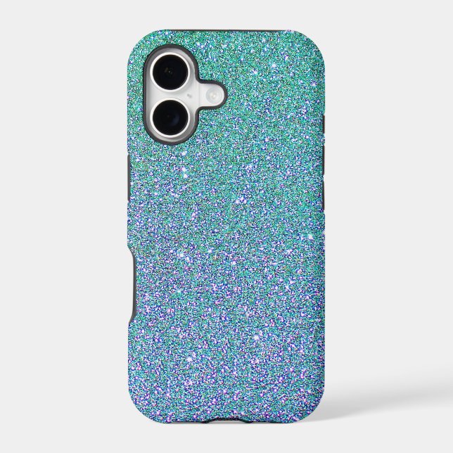 Trendy Green Teal Blue Glitter Pattern Iphone Case (Back)