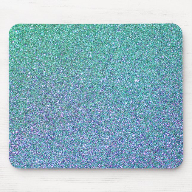 Trendy Green Teal Blue Glitter Pattern Mouse Pad (Front)