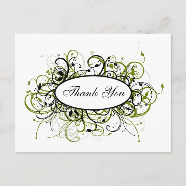 trendy green ThankYou Cards (Front)