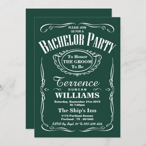Trendy Green Typography Bachelor Party Invitation