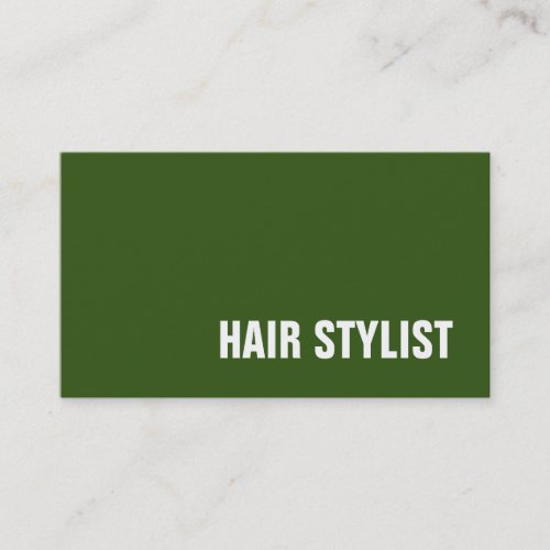 Trendy Green White Modern Hair Stylist Business Card