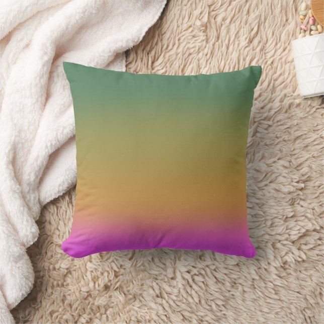 Trendy green yellow pink gradient throw pillow (Blanket)