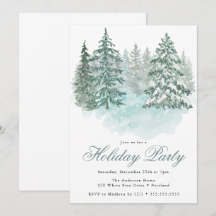 Trendy Greenery Elegant Winter Holiday Party Invitation