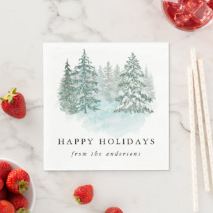 Trendy Greenery Elegant Winter Holiday Party Napkins