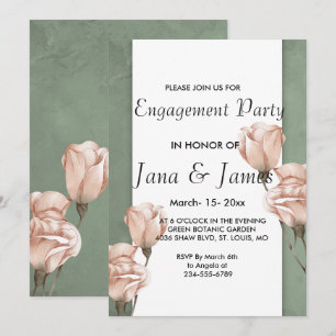 trendy greenery Engagement Invitation