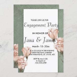 trendy greenery Engagement Invitation