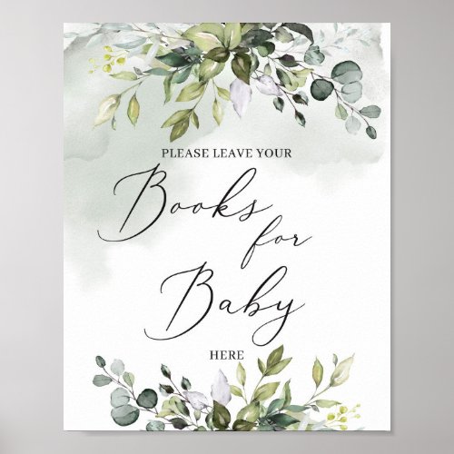 Trendy greenery foliage boho books for baby sign