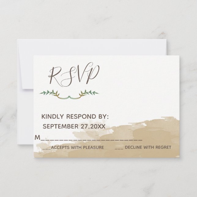 Trendy Greenery  natural watercolor wedding RSPV RSVP Card (Front)
