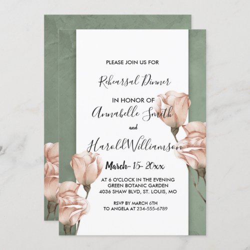 trendy  greenery  Rehearsal Dinner Invitation