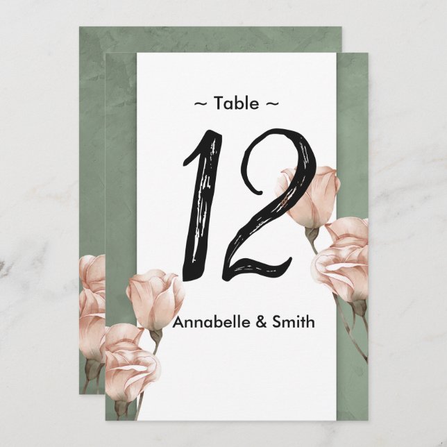 trendy greenery   table number (Front/Back)