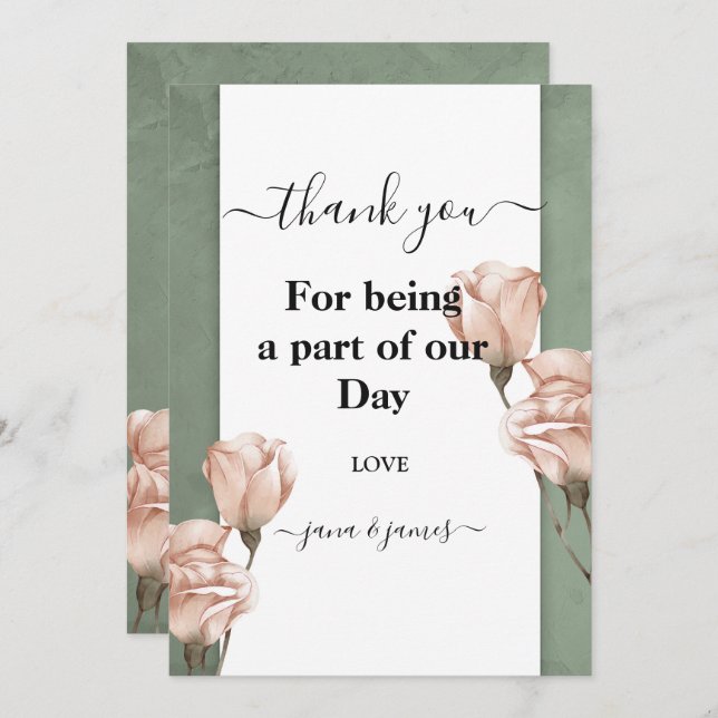 trendy greenery  thank you invitation (Front/Back)